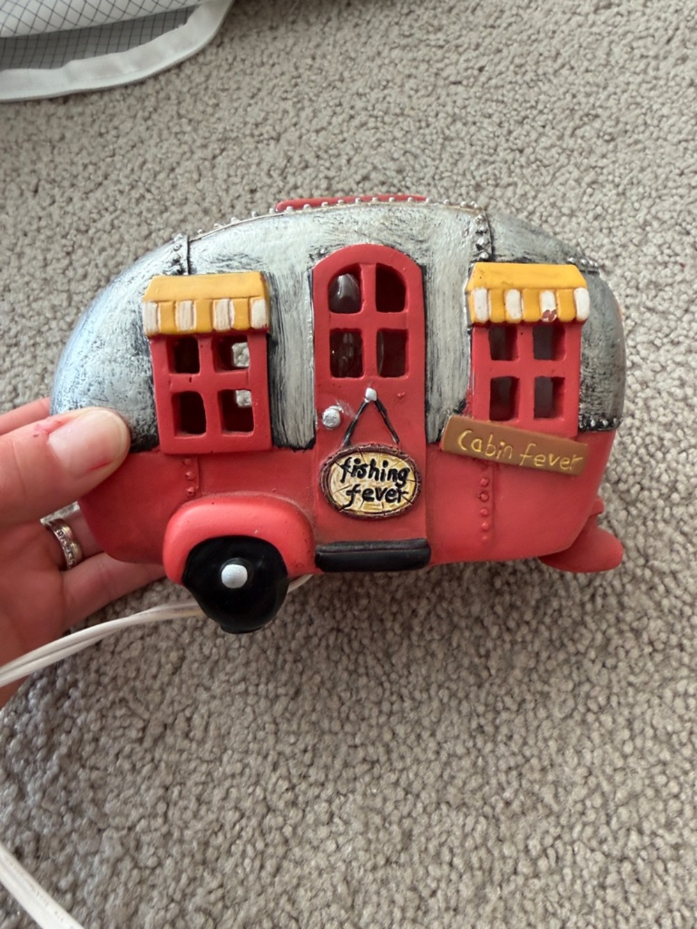 Red Camper Wall Accent with Yellow Awnings night light